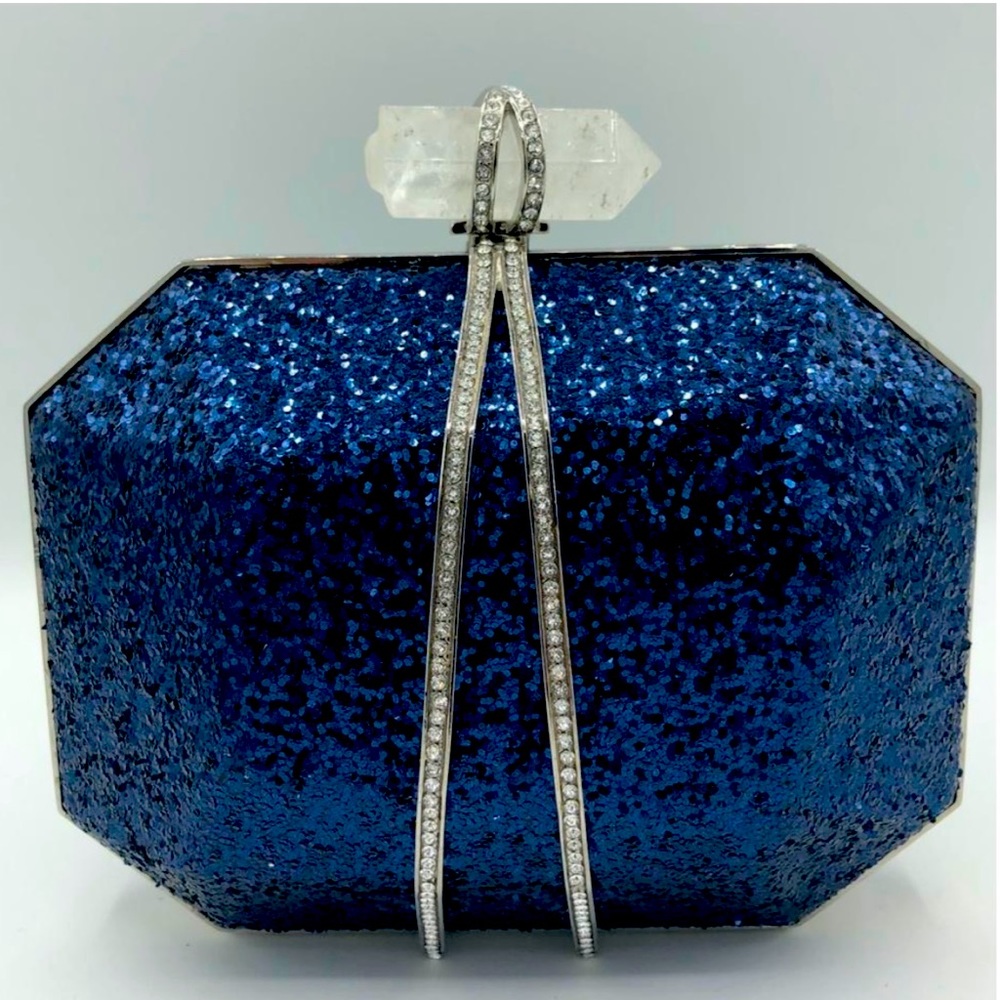 MarchesaSwarovski crystal clutch in blue